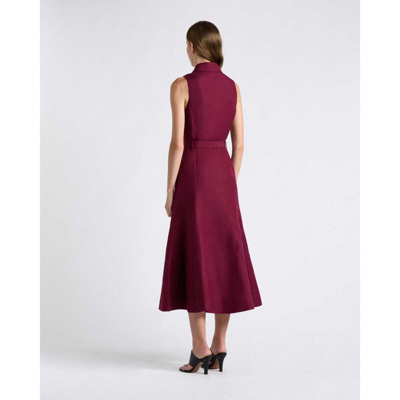 Cue Maroon Lustre Linen Blend Midi Blazer Dress image number 1